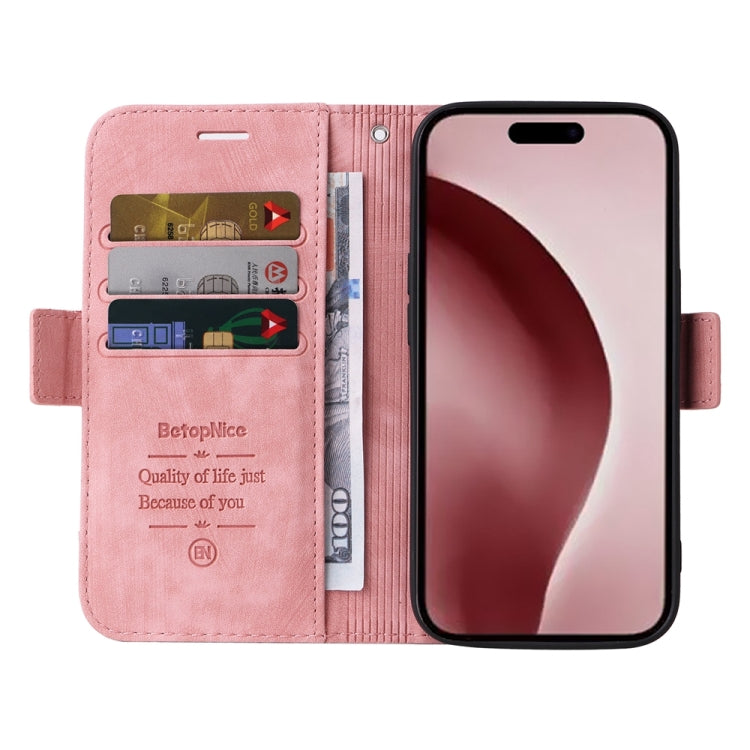 For iPhone 16 Pro BETOPNICE Dual-side Buckle Leather Phone Case(Pink) - iPhone 16 Pro Cases by BETOPNICE | Online Shopping South Africa | PMC Jewellery | Buy Now Pay Later Mobicred