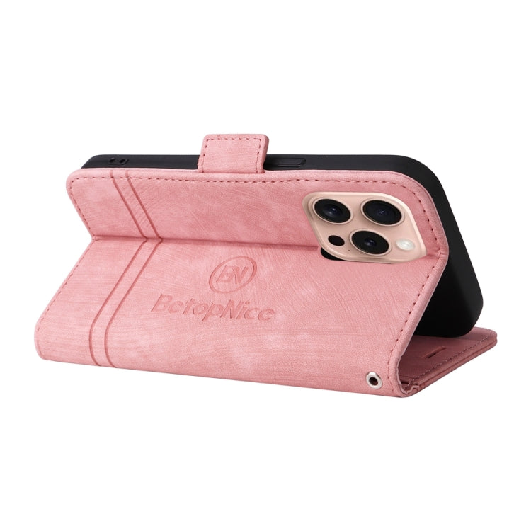 For iPhone 16 Pro BETOPNICE Dual-side Buckle Leather Phone Case(Pink) - iPhone 16 Pro Cases by BETOPNICE | Online Shopping South Africa | PMC Jewellery | Buy Now Pay Later Mobicred