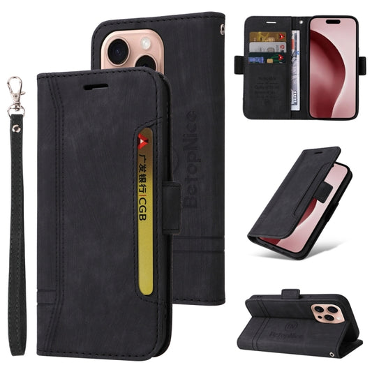 For iPhone 16 Pro BETOPNICE Dual-side Buckle Leather Phone Case(Black) - iPhone 16 Pro Cases by BETOPNICE | Online Shopping South Africa | PMC Jewellery | Buy Now Pay Later Mobicred