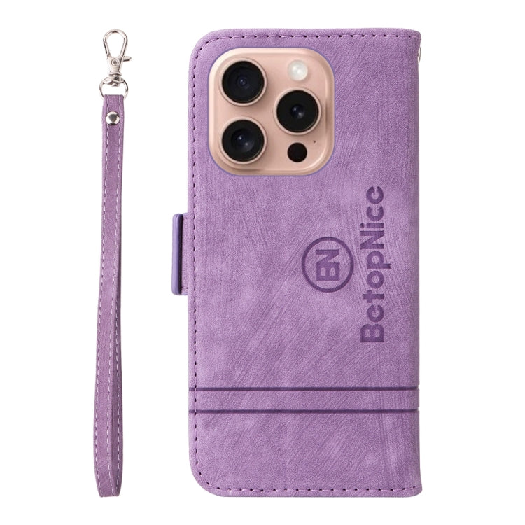 For iPhone 16 Pro BETOPNICE Dual-side Buckle Leather Phone Case(Purple) - iPhone 16 Pro Cases by BETOPNICE | Online Shopping South Africa | PMC Jewellery | Buy Now Pay Later Mobicred