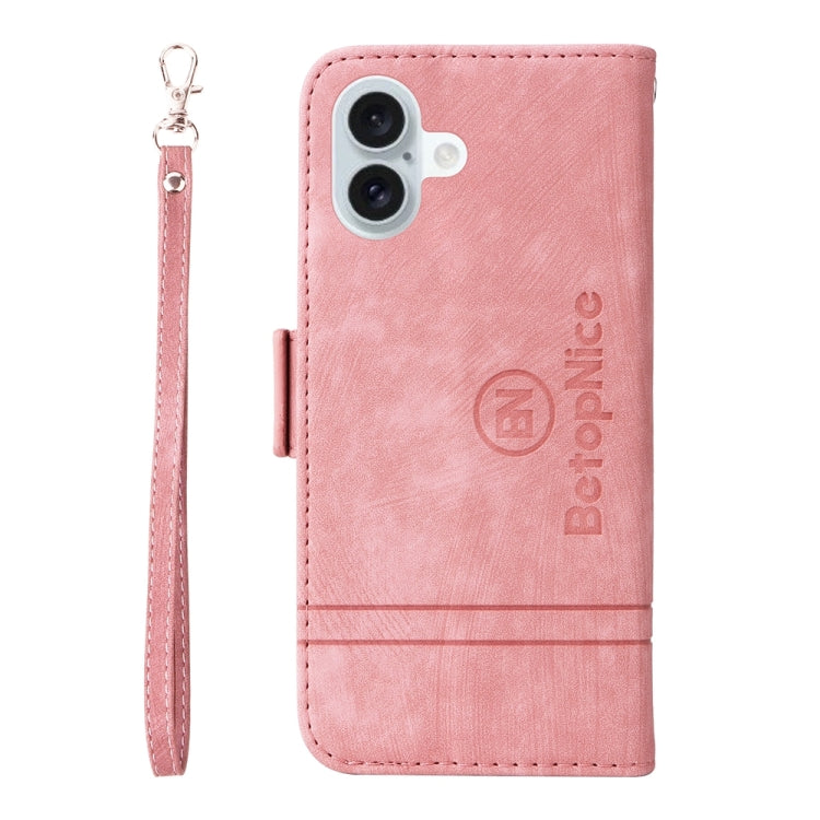 For iPhone 16 Plus BETOPNICE Dual-side Buckle Leather Phone Case(Pink) - iPhone 16 Plus Cases by BETOPNICE | Online Shopping South Africa | PMC Jewellery | Buy Now Pay Later Mobicred