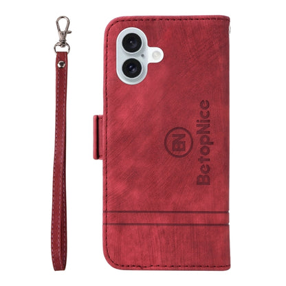 For iPhone 16 Plus BETOPNICE Dual-side Buckle Leather Phone Case(Red) - iPhone 16 Plus Cases by BETOPNICE | Online Shopping South Africa | PMC Jewellery | Buy Now Pay Later Mobicred