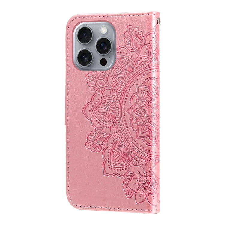 For iPhone 16 Pro Max 7-petal Flowers Embossing Leather Phone Case(Rose Gold) - iPhone 16 Pro Max Cases by PMC Jewellery | Online Shopping South Africa | PMC Jewellery | Buy Now Pay Later Mobicred