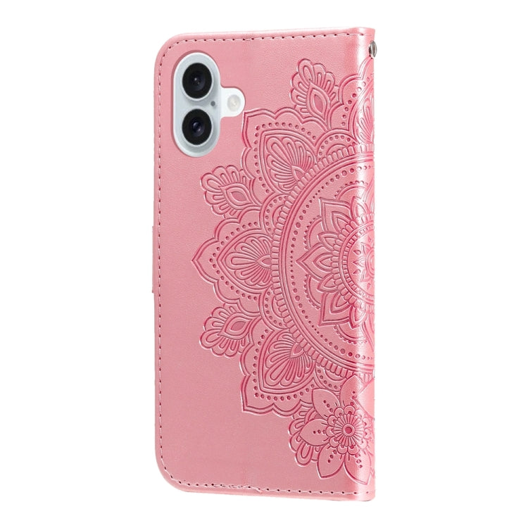 For iPhone 16 Plus 7-petal Flowers Embossing Leather Phone Case(Rose Gold) - iPhone 16 Plus Cases by PMC Jewellery | Online Shopping South Africa | PMC Jewellery | Buy Now Pay Later Mobicred