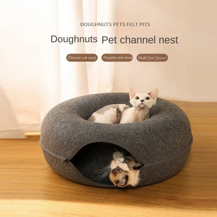 Round Wool Felt Cat Litter Tunnel Cat Litter, Size:60x60x27cm(Blue) - Beds by PMC TechLife | Online Shopping South Africa | PMC TechLife | Buy Now Pay Later Mobicred