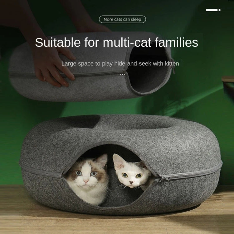 Round Wool Felt Cat Litter Tunnel Cat Litter, Size:60x60x27cm(Blue) - Beds by PMC TechLife | Online Shopping South Africa | PMC TechLife | Buy Now Pay Later Mobicred