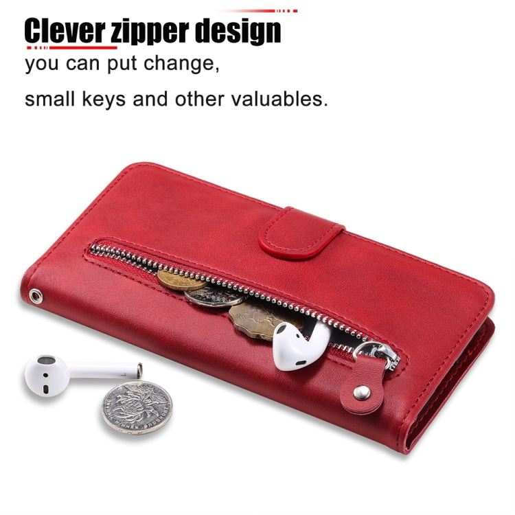 For iPhone 16 Plus Fashion Calf Texture Zipper Leather Phone Case(Red) - free shipping - PMC TechLife - Order now!