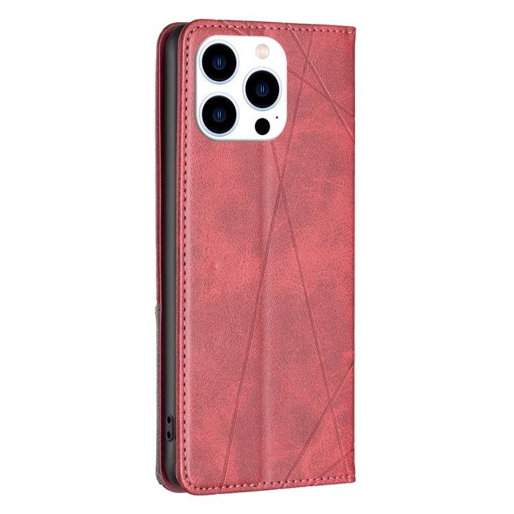 For iPhone 16 Pro Max Rhombus Texture Magnetic Leather Phone Case(Red) - iPhone 16 Pro Max Cases by PMC Jewellery | Online Shopping South Africa | PMC Jewellery | Buy Now Pay Later Mobicred