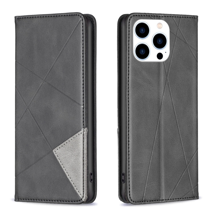 For iPhone 16 Pro Max Rhombus Texture Magnetic Leather Phone Case(Black) - iPhone 16 Pro Max Cases by PMC Jewellery | Online Shopping South Africa | PMC Jewellery | Buy Now Pay Later Mobicred