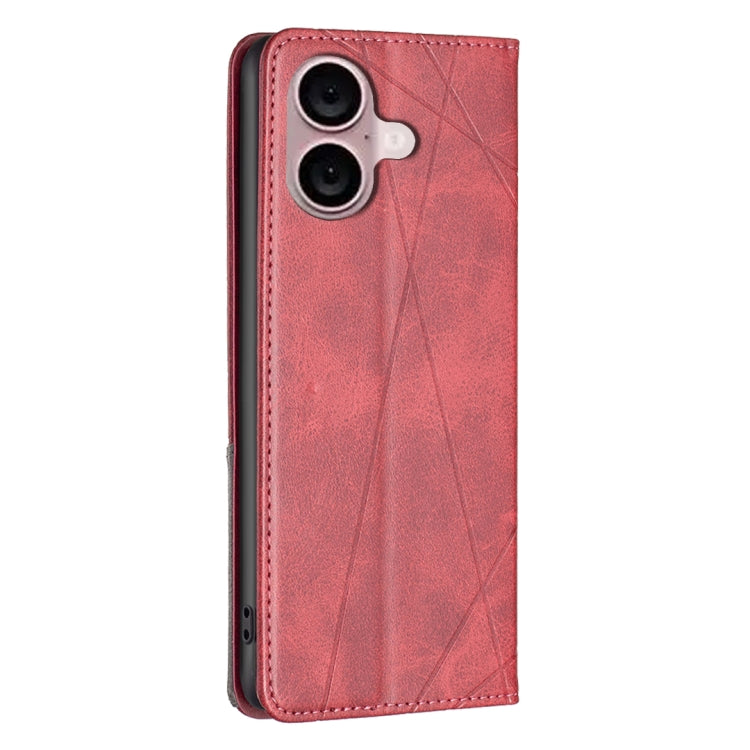 For iPhone 16 Rhombus Texture Magnetic Leather Phone Case(Red) - iPhone 16 Cases by PMC Jewellery | Online Shopping South Africa | PMC Jewellery | Buy Now Pay Later Mobicred