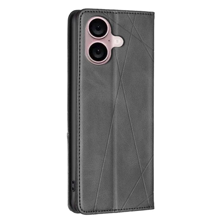 For iPhone 16 Plus Rhombus Texture Magnetic Leather Phone Case(Black) - iPhone 16 Plus Cases by PMC Jewellery | Online Shopping South Africa | PMC Jewellery | Buy Now Pay Later Mobicred