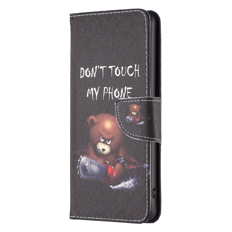 For iPhone 16 Pro Max Colored Drawing Pattern Leather Phone Case(Bear) - iPhone 16 Pro Max Cases by PMC Jewellery | Online Shopping South Africa | PMC Jewellery | Buy Now Pay Later Mobicred