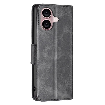 For iPhone 16 Lambskin Texture Pure Color Flip Leather Phone Case(Black) - iPhone 16 Cases by PMC Jewellery | Online Shopping South Africa | PMC Jewellery | Buy Now Pay Later Mobicred