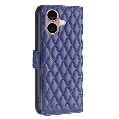 For iPhone 16 Diamond Lattice Wallet Flip Leather Phone Case(Blue) - iPhone 16 Cases by PMC Jewellery | Online Shopping South Africa | PMC Jewellery | Buy Now Pay Later Mobicred