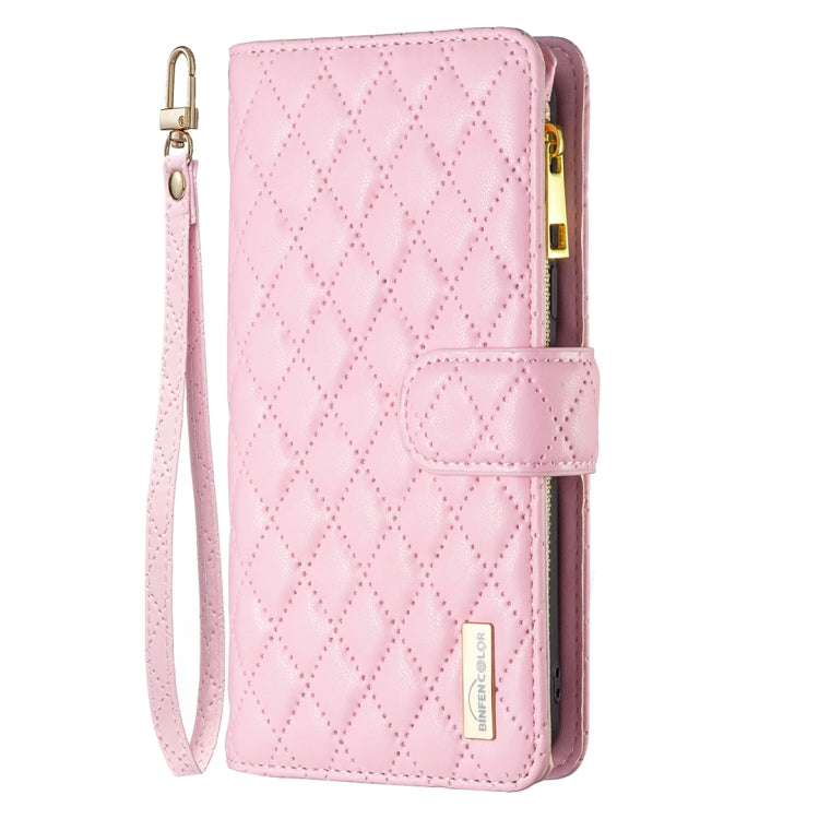 For iPhone 16 Pro Max Diamond Lattice Zipper Wallet Leather Flip Phone Case(Pink) - iPhone 16 Pro Max Cases by PMC Jewellery | Online Shopping South Africa | PMC Jewellery | Buy Now Pay Later Mobicred