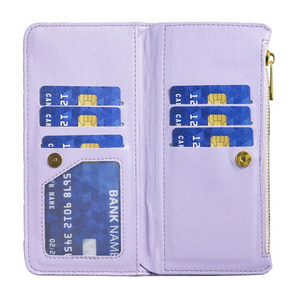 For iPhone 16 Diamond Lattice Zipper Wallet Leather Flip Phone Case(Purple) - iPhone 16 Cases by PMC Jewellery | Online Shopping South Africa | PMC Jewellery | Buy Now Pay Later Mobicred