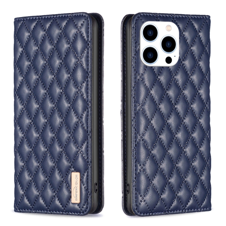 For iPhone 16 Pro Max Diamond Lattice Magnetic Leather Flip Phone Case(Blue) - iPhone 16 Pro Max Cases by PMC Jewellery | Online Shopping South Africa | PMC Jewellery | Buy Now Pay Later Mobicred