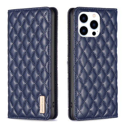 For iPhone 16 Pro Max Diamond Lattice Magnetic Leather Flip Phone Case(Blue) - iPhone 16 Pro Max Cases by PMC Jewellery | Online Shopping South Africa | PMC Jewellery | Buy Now Pay Later Mobicred