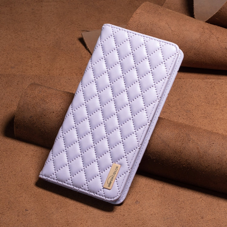 For iPhone 16 Pro Diamond Lattice Magnetic Leather Flip Phone Case(Purple) - iPhone 16 Pro Cases by PMC Jewellery | Online Shopping South Africa | PMC Jewellery | Buy Now Pay Later Mobicred