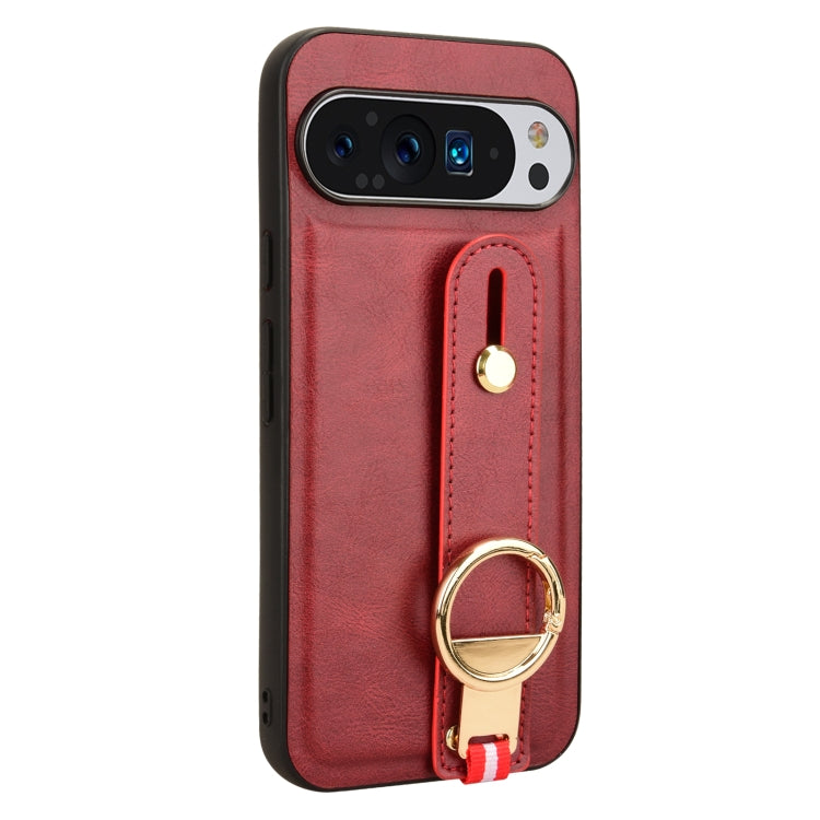 For Google Pixel 9 Pro Wristband Leather Back Phone Case(Red) - Google Cases by PMC Jewellery | Online Shopping South Africa | PMC Jewellery | Buy Now Pay Later Mobicred