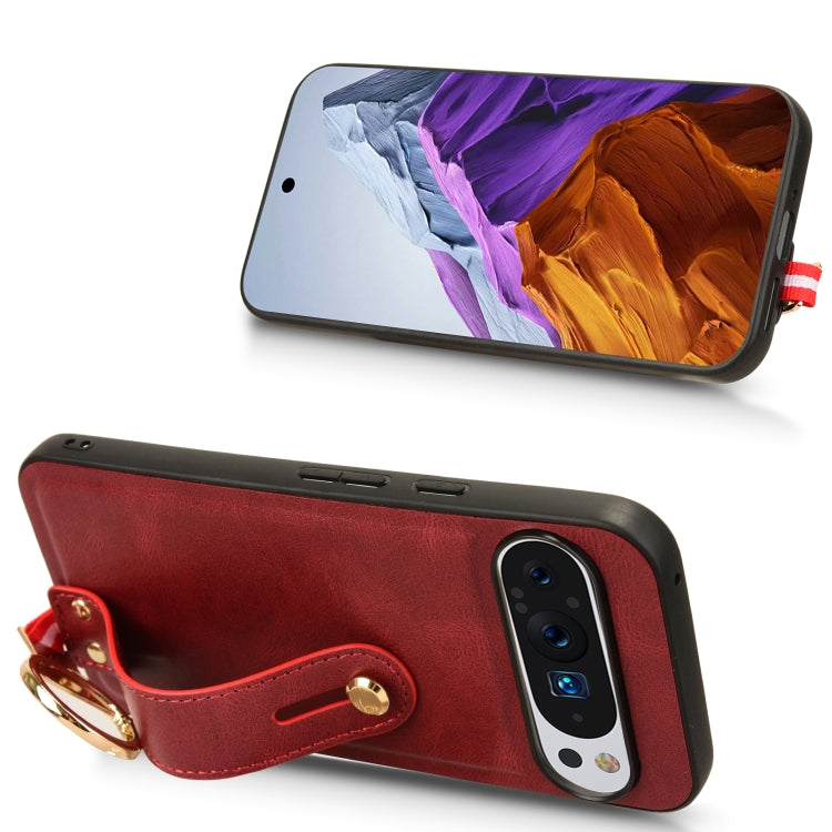 For Google Pixel 9 Pro Wristband Leather Back Phone Case(Red) - Google Cases by PMC Jewellery | Online Shopping South Africa | PMC Jewellery | Buy Now Pay Later Mobicred