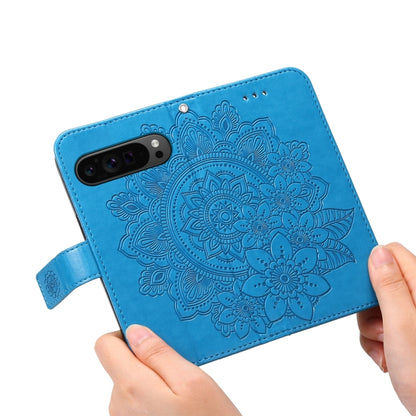 For Google Pixel 9 Pro 7-petal Flowers Embossing Leather Phone Case(Blue) - Google Cases by PMC Jewellery | Online Shopping South Africa | PMC Jewellery | Buy Now Pay Later Mobicred