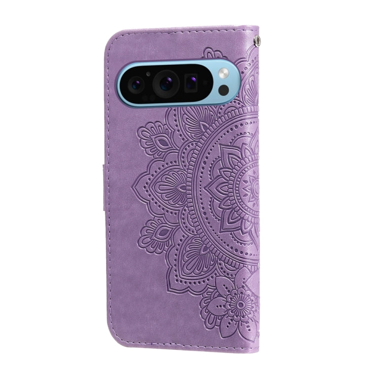 For Google Pixel 9 7-petal Flowers Embossing Leather Phone Case(Light Purple) - Google Cases by PMC Jewellery | Online Shopping South Africa | PMC Jewellery | Buy Now Pay Later Mobicred