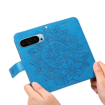 For Google Pixel 9 7-petal Flowers Embossing Leather Phone Case(Blue) - Google Cases by PMC Jewellery | Online Shopping South Africa | PMC Jewellery | Buy Now Pay Later Mobicred