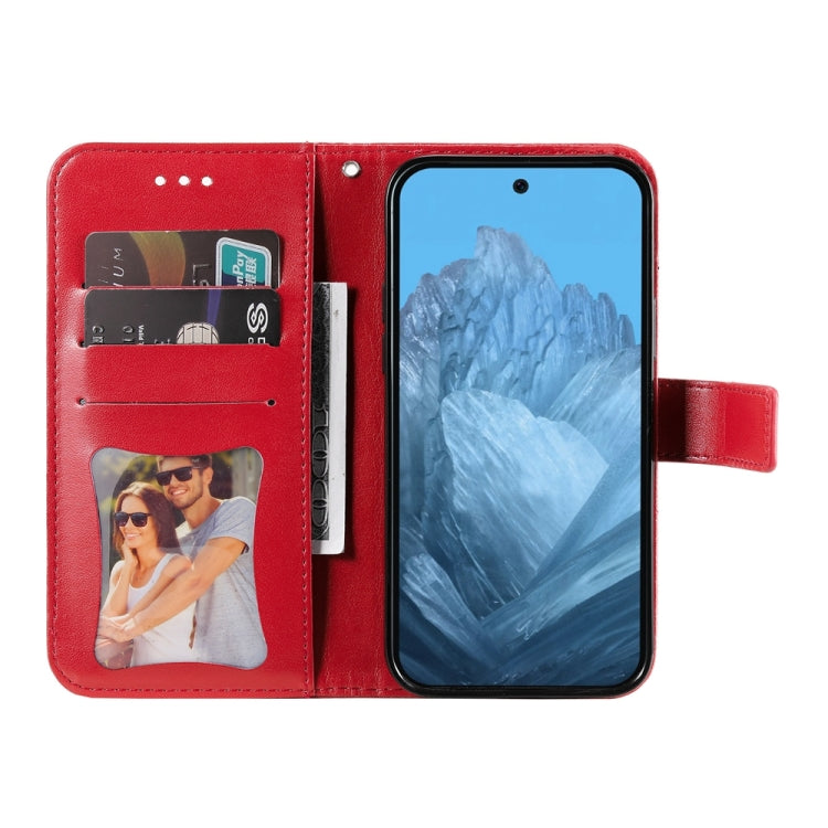 For Google Pixel 9 7-petal Flowers Embossing Leather Phone Case(Red) - Google Cases by PMC Jewellery | Online Shopping South Africa | PMC Jewellery | Buy Now Pay Later Mobicred