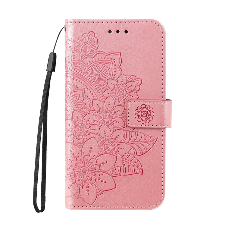 For Google Pixel 9 7-petal Flowers Embossing Leather Phone Case(Rose Gold) - Google Cases by PMC Jewellery | Online Shopping South Africa | PMC Jewellery | Buy Now Pay Later Mobicred