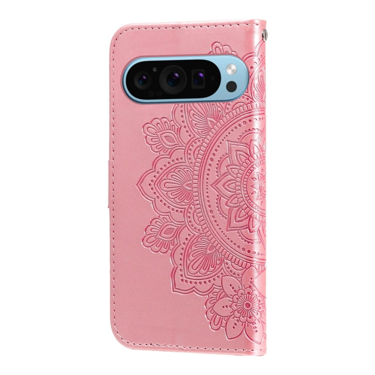 For Google Pixel 9 7-petal Flowers Embossing Leather Phone Case(Rose Gold) - Google Cases by PMC Jewellery | Online Shopping South Africa | PMC Jewellery | Buy Now Pay Later Mobicred