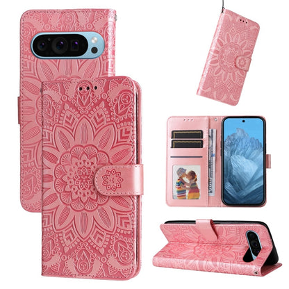 For Google Pixel 9 Embossed Sunflower Leather Phone Case(Rose Gold) - Google Cases by PMC Jewellery | Online Shopping South Africa | PMC Jewellery | Buy Now Pay Later Mobicred