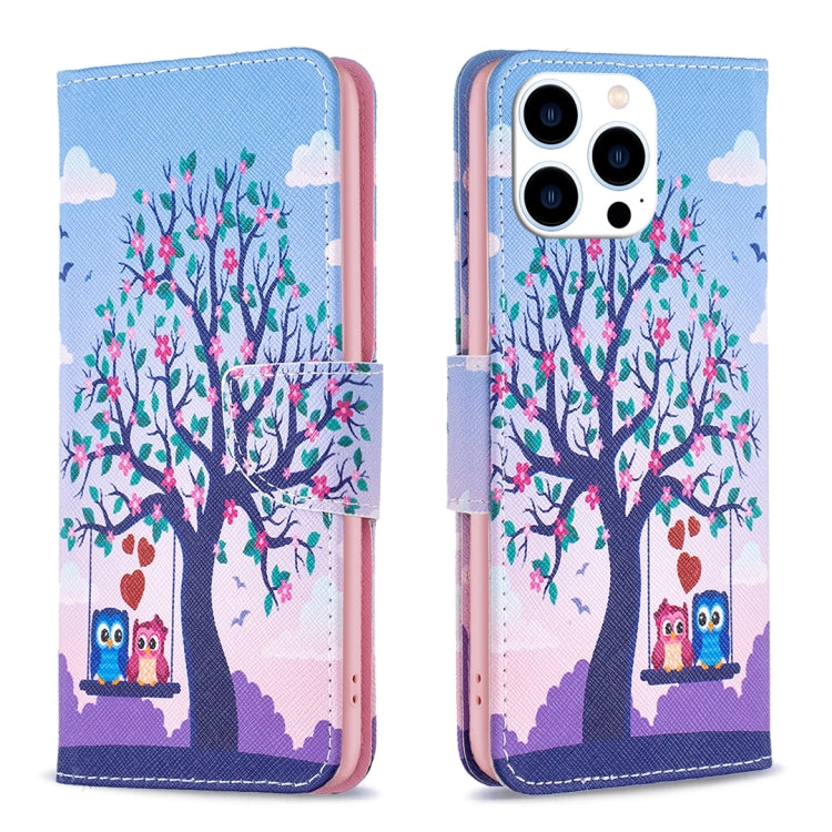 For iPhone 16 Pro Max Colored Drawing Pattern Flip Leather Phone Case(Owl) - iPhone 16 Pro Max Cases by PMC TechLife | Online Shopping South Africa | PMC TechLife | Buy Now Pay Later Mobicred