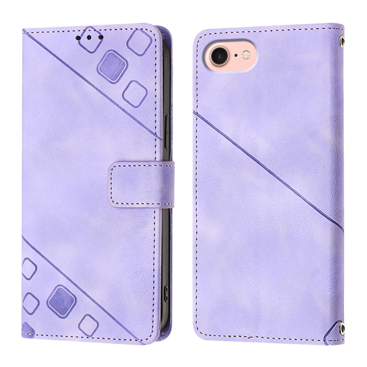 For iPhone SE 2024 Skin-feel Embossed Leather Phone Case(Light Purple) - More iPhone Cases by PMC Jewellery | Online Shopping South Africa | PMC Jewellery | Buy Now Pay Later Mobicred