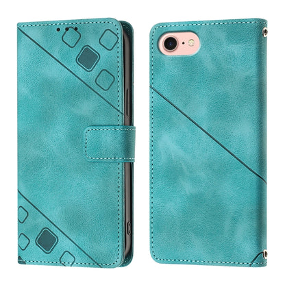 For iPhone SE 2024 Skin-feel Embossed Leather Phone Case(Green) - More iPhone Cases by PMC Jewellery | Online Shopping South Africa | PMC Jewellery | Buy Now Pay Later Mobicred