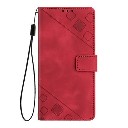 For iPhone SE 2024 Skin-feel Embossed Leather Phone Case(Red) - More iPhone Cases by PMC Jewellery | Online Shopping South Africa | PMC Jewellery | Buy Now Pay Later Mobicred