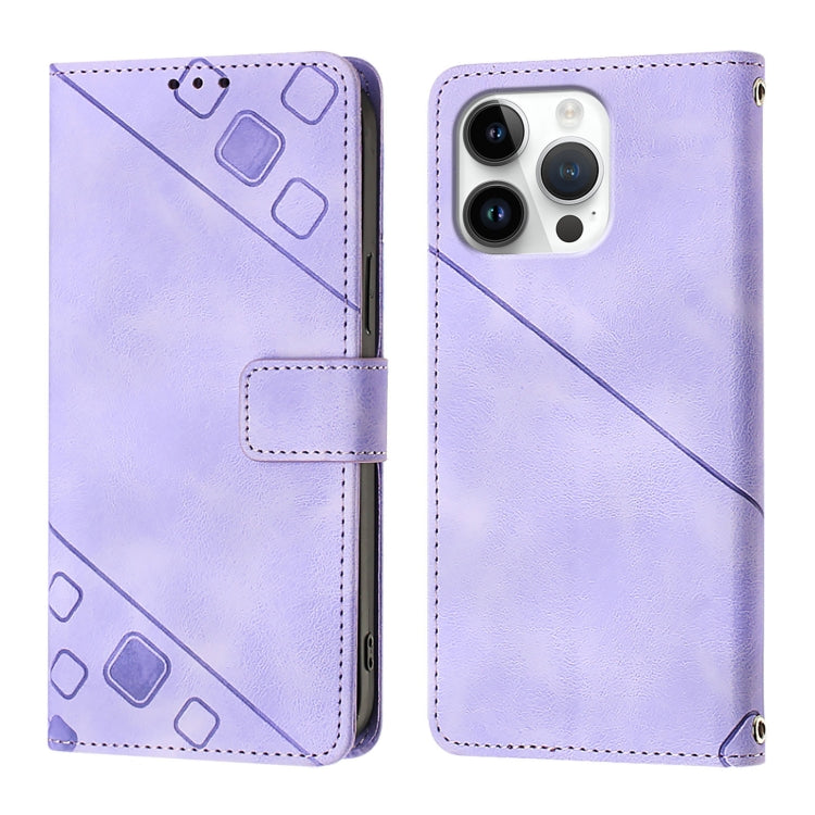 For iPhone 16 Pro Max Skin-feel Embossed Leather Phone Case(Light Purple) - iPhone 16 Pro Max Cases by PMC Jewellery | Online Shopping South Africa | PMC Jewellery | Buy Now Pay Later Mobicred