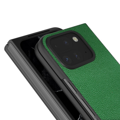 For Google Pixel 9 Pro Fold ABEEL Black Edge Genuine Leather Mino Phone Case(Green) - Google Cases by PMC Jewellery | Online Shopping South Africa | PMC Jewellery | Buy Now Pay Later Mobicred