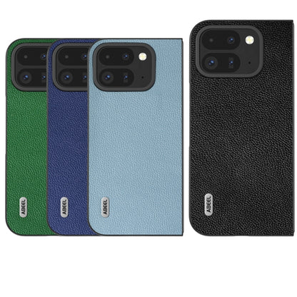 For Google Pixel 9 Pro Fold ABEEL Black Edge Genuine Leather Mino Phone Case(Green) - Google Cases by PMC Jewellery | Online Shopping South Africa | PMC Jewellery | Buy Now Pay Later Mobicred