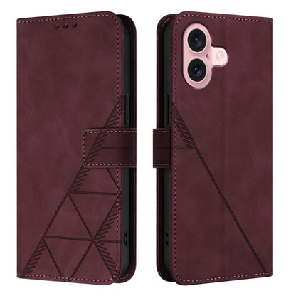 For iPhone 16 Crossbody 3D Embossed Flip Leather Phone Case(Wine Red) - iPhone 16 Cases by PMC Jewellery | Online Shopping South Africa | PMC Jewellery | Buy Now Pay Later Mobicred