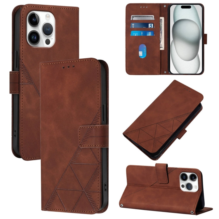 For iPhone 16 Pro Max Crossbody 3D Embossed Flip Leather Phone Case(Brown) - iPhone 16 Pro Max Cases by PMC Jewellery | Online Shopping South Africa | PMC Jewellery | Buy Now Pay Later Mobicred