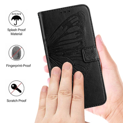 For iPhone 16 Pro Max Embossed Butterfly Leather Phone Case(Black) - iPhone 16 Pro Max Cases by PMC Jewellery | Online Shopping South Africa | PMC Jewellery | Buy Now Pay Later Mobicred