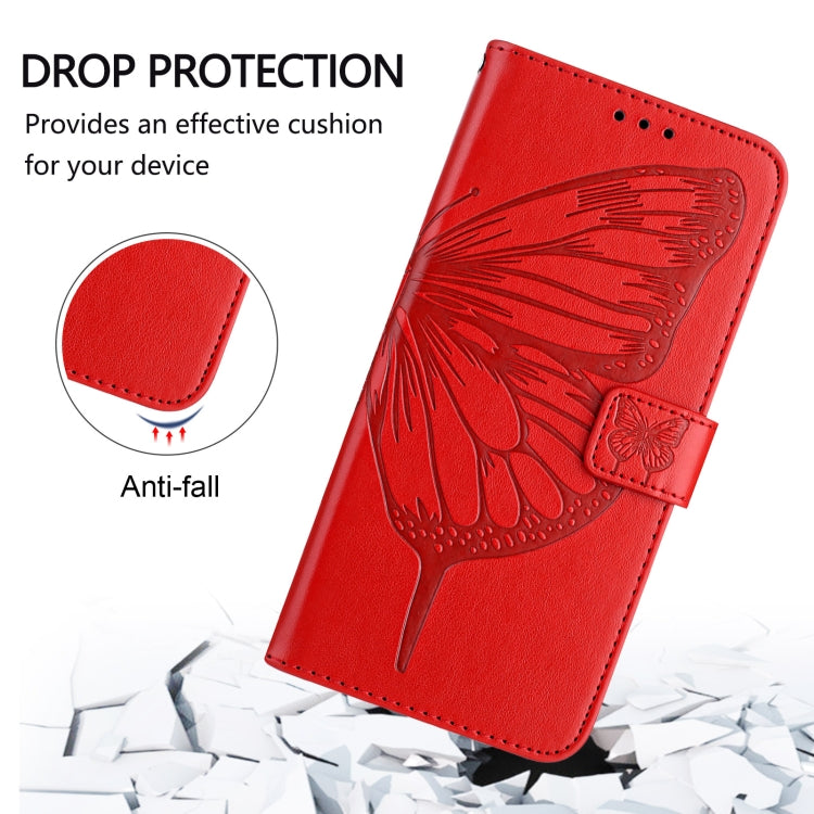 For iPhone 16 Pro Max Embossed Butterfly Leather Phone Case(Red) - iPhone 16 Pro Max Cases by PMC Jewellery | Online Shopping South Africa | PMC Jewellery | Buy Now Pay Later Mobicred