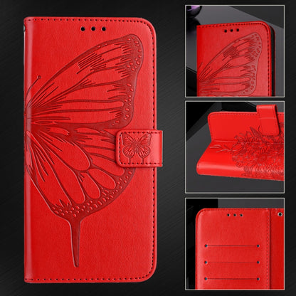 For iPhone 16 Pro Max Embossed Butterfly Leather Phone Case(Red) - iPhone 16 Pro Max Cases by PMC Jewellery | Online Shopping South Africa | PMC Jewellery | Buy Now Pay Later Mobicred