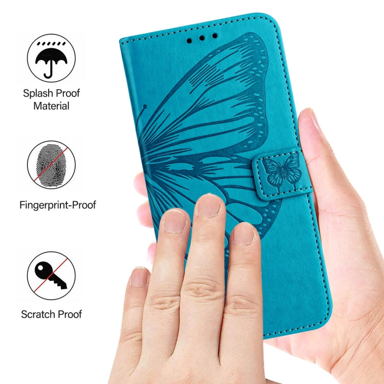 For iPhone 16 Pro Max Embossed Butterfly Leather Phone Case(Blue) - iPhone 16 Pro Max Cases by PMC Jewellery | Online Shopping South Africa | PMC Jewellery | Buy Now Pay Later Mobicred