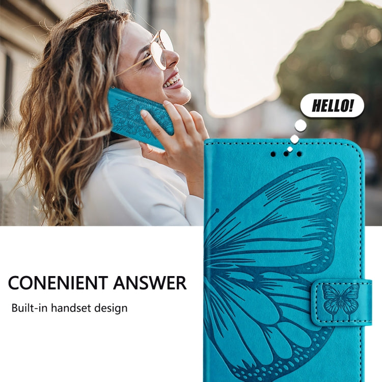 For iPhone 16 Pro Max Embossed Butterfly Leather Phone Case(Blue) - iPhone 16 Pro Max Cases by PMC Jewellery | Online Shopping South Africa | PMC Jewellery | Buy Now Pay Later Mobicred