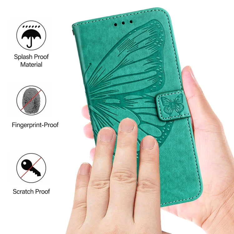 For iPhone 16 Pro Max Embossed Butterfly Leather Phone Case(Green) - iPhone 16 Pro Max Cases by PMC Jewellery | Online Shopping South Africa | PMC Jewellery | Buy Now Pay Later Mobicred