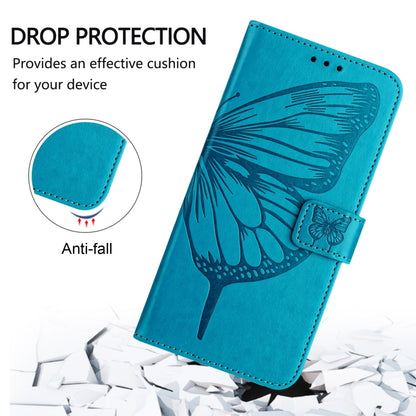 For iPhone 16 Pro Embossed Butterfly Leather Phone Case(Blue) - iPhone 16 Pro Cases by PMC Jewellery | Online Shopping South Africa | PMC Jewellery | Buy Now Pay Later Mobicred