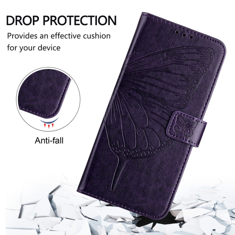 For iPhone 16 Plus Embossed Butterfly Leather Phone Case(Dark Purple) - iPhone 16 Plus Cases by PMC Jewellery | Online Shopping South Africa | PMC Jewellery | Buy Now Pay Later Mobicred