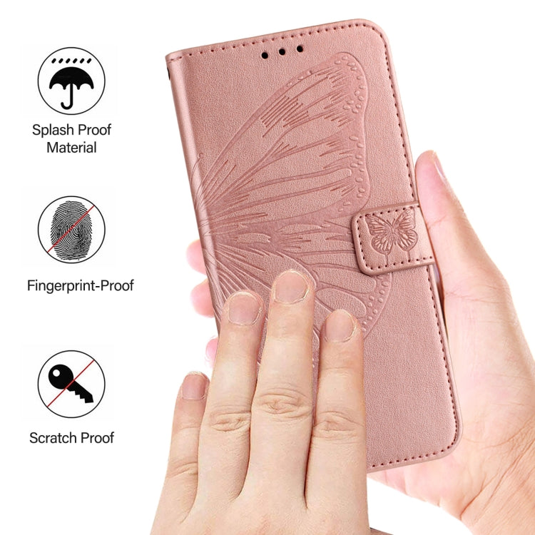 For iPhone 16 Plus Embossed Butterfly Leather Phone Case(Rose Gold) - iPhone 16 Plus Cases by PMC Jewellery | Online Shopping South Africa | PMC Jewellery | Buy Now Pay Later Mobicred